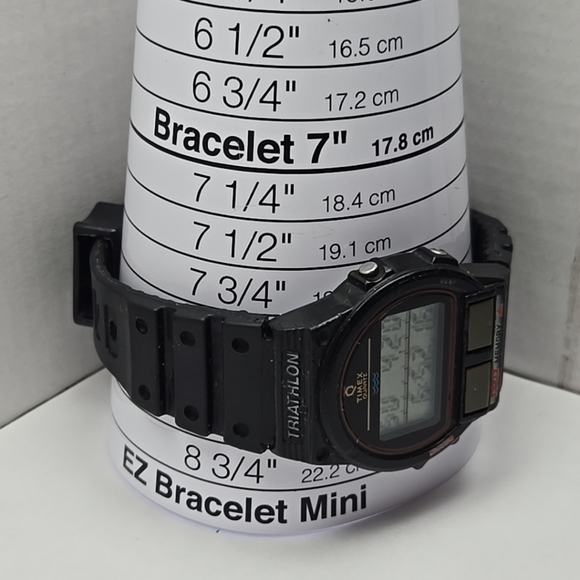 Vintage Timex Q Triathlon Watch 39mm Black Digital 8 Lap Backlight New Battery - Picture 6 of 10